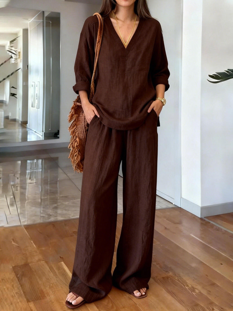 Women's Casual Crew Neck Long Sleeve Set