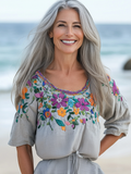 Vacation seaside elegant embroidery top b824