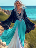 Summer vacation fashion elegant contrast color top+skirt set ea69