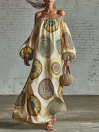 Retro Polka Dot Print Multi-layered Hem Maxi Dress