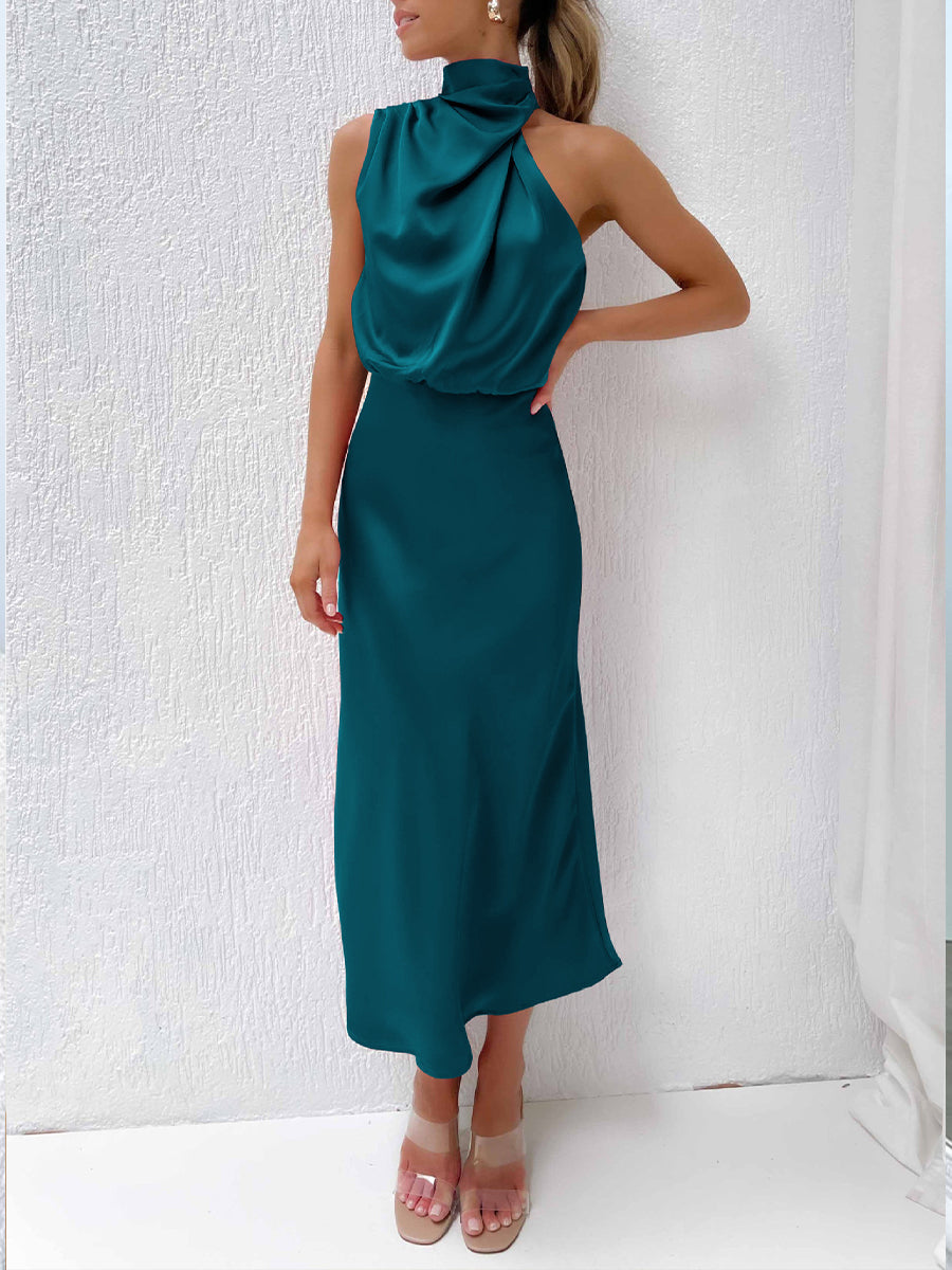 Elegant Sleeveless Satin Evening Gown