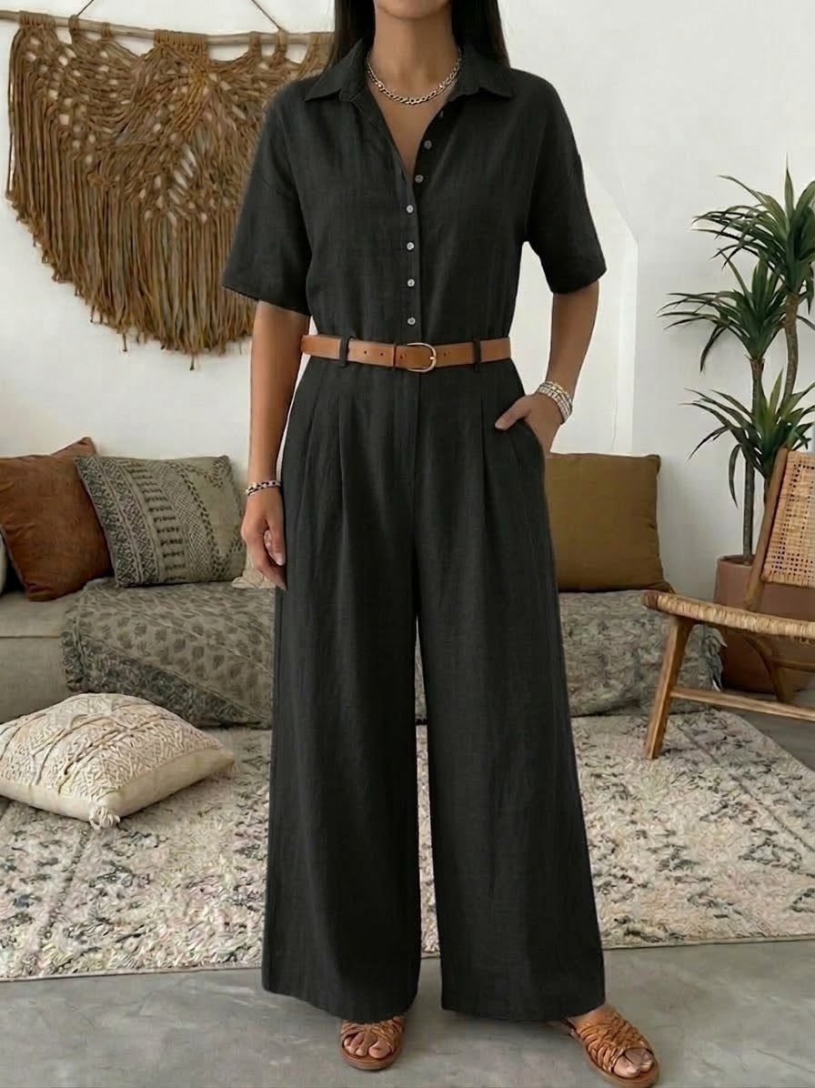 Casual Linen And Cotton Jumpsuits