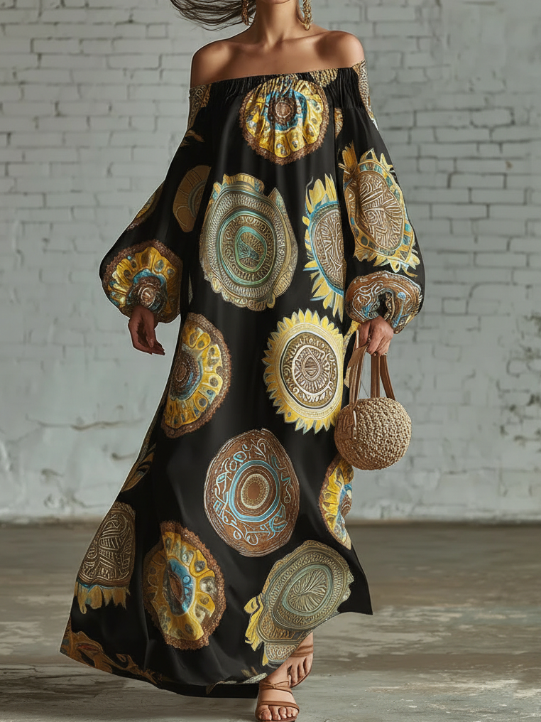 Retro Polka Dot Print Multi-layered Hem Maxi Dress