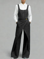 Women's Square-neck Sleeveless Loose-fitting Denim Wide-leg Jumpsuit