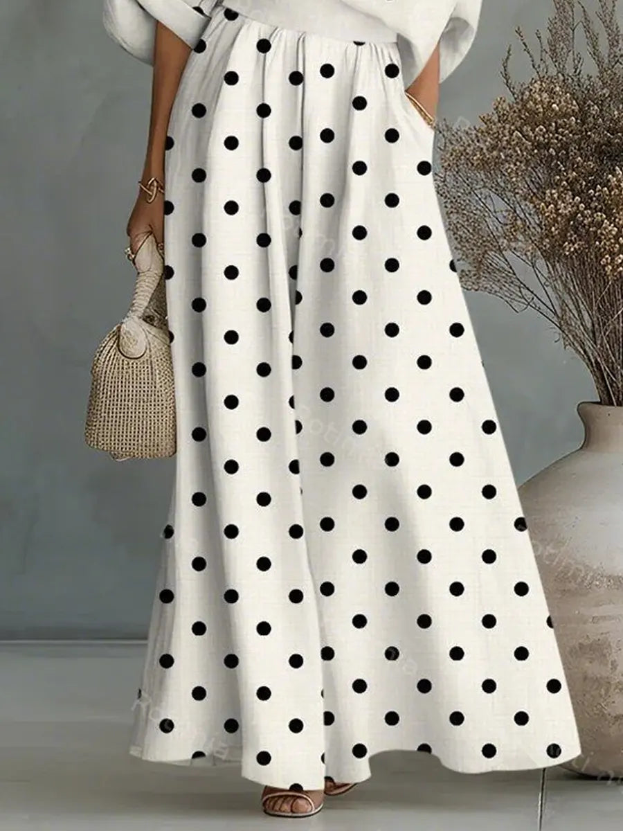 Women's Retro Polka Dot Stylish Art Casual Cotton Maxi Dress