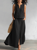 Minimalist And Elegant V-neck Top And Skirt Two-piece Set