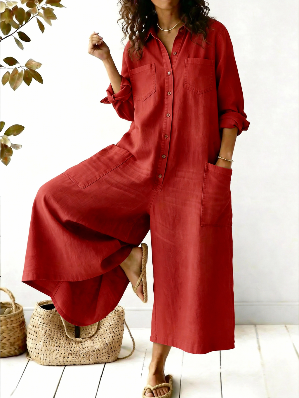Women's Casual Cotton Jumpsuit