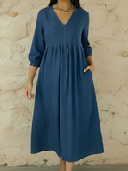 Casual V-neck Denim A-line Dress