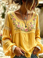 Women's Pastel Floral Lace Print Blouse