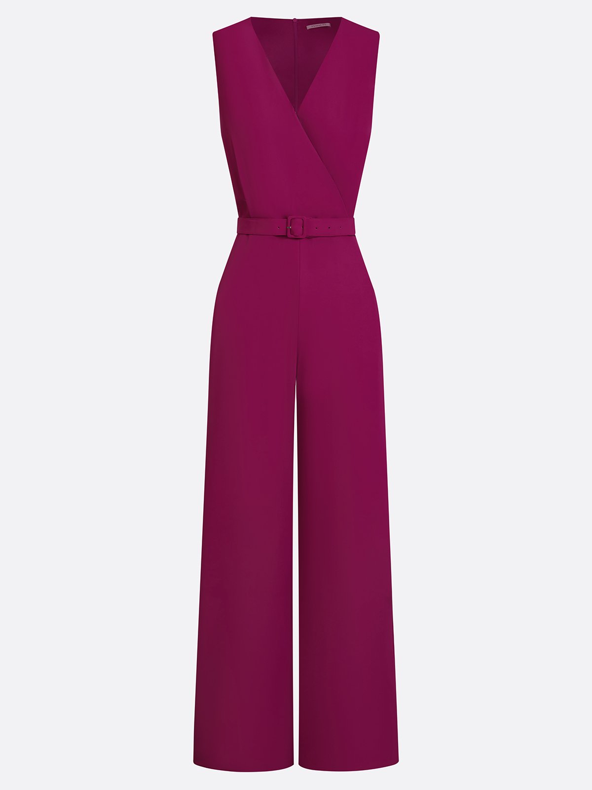 Women Purple V Neck Sleeveless Dressy Jumpsuit
