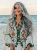 Vacation seaside elegant embroidery top e7bc