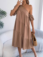 Women's Off-shoulder Ruffled Long-sleeve Dress