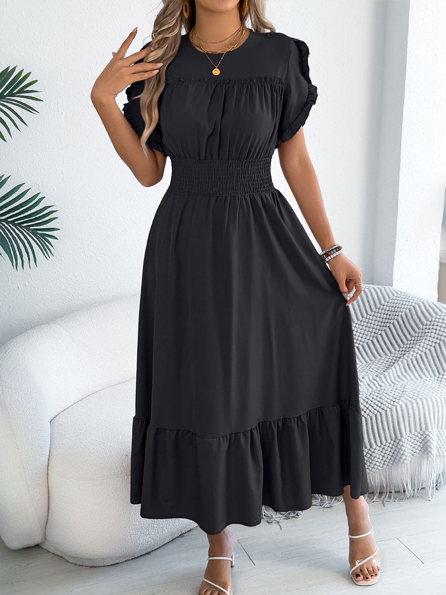 Women's Casual Ruffled Short-sleeved Maxi Dress