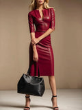 Women's Elegant Urban Faux Leather Dress