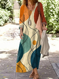 Women's Abstract Pattern Art Print Casual Cotton Dress