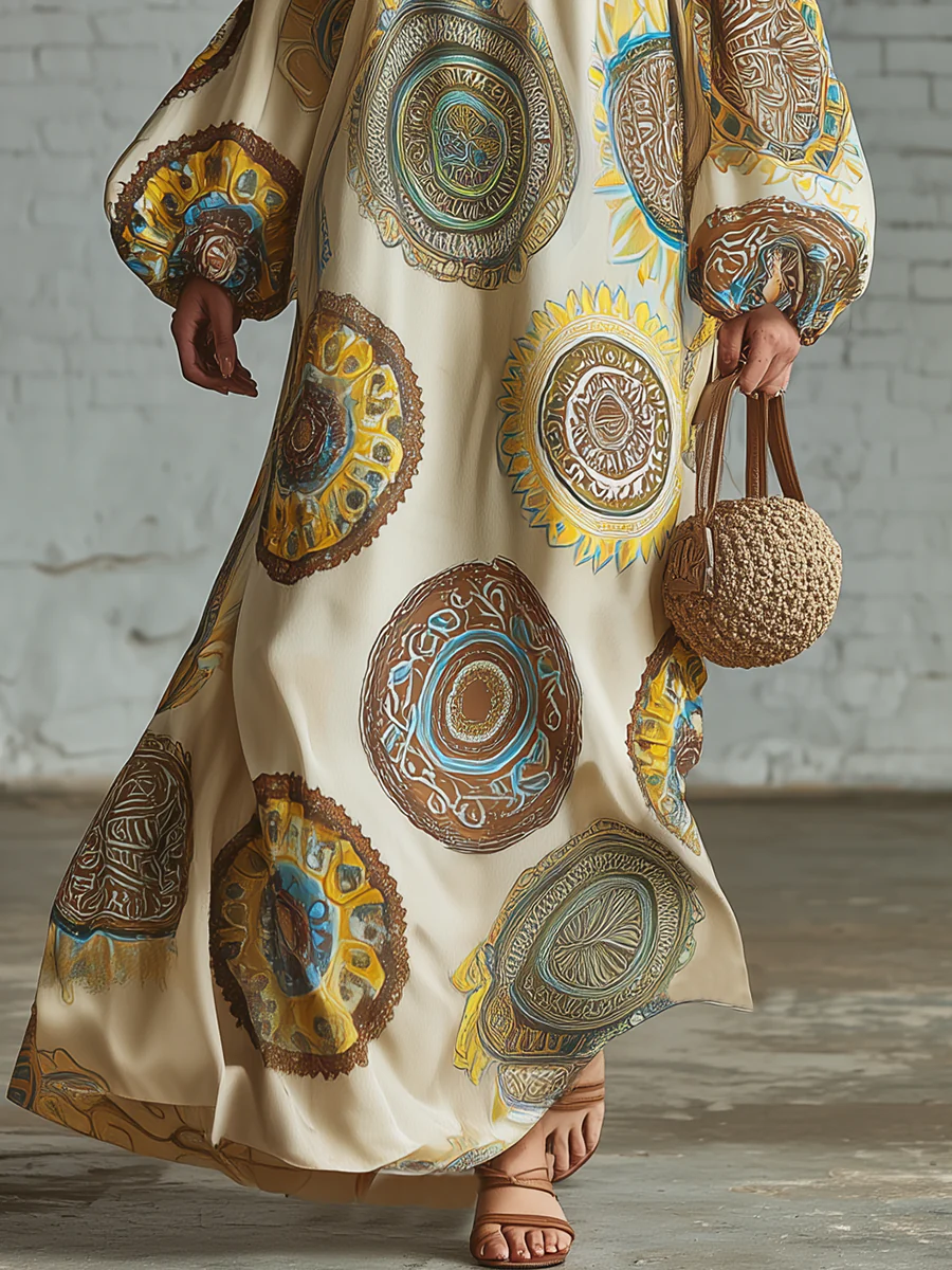 Retro Polka Dot Print Multi-layered Hem Maxi Dress