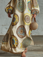 Retro Polka Dot Print Multi-layered Hem Maxi Dress