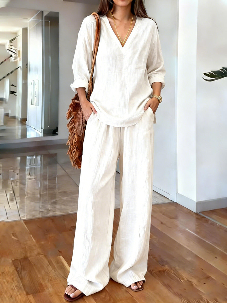 Women's Casual Crew Neck Long Sleeve Set