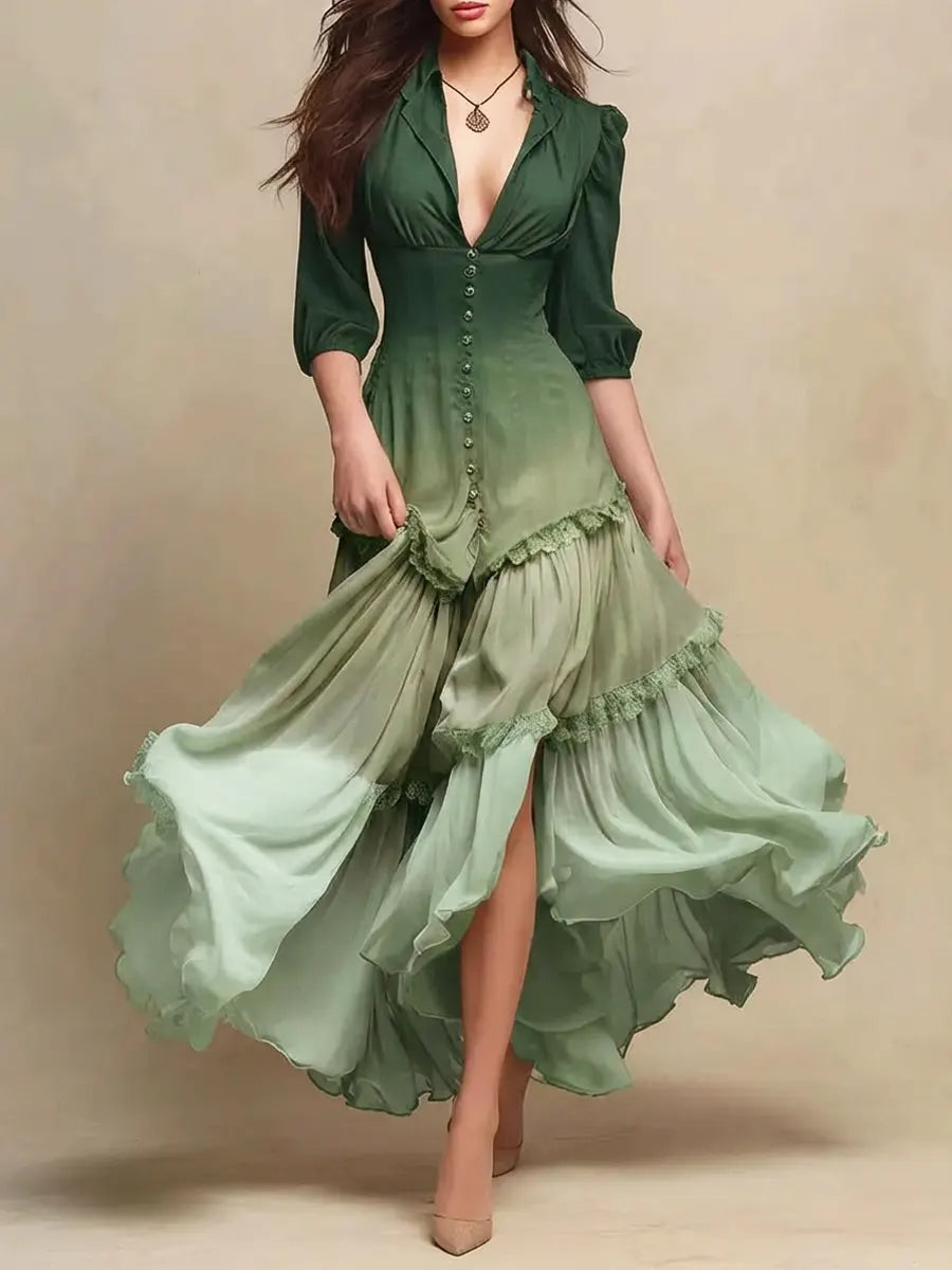 Women's Retro Gradient Color Art Casual Vacation Maxi Dress