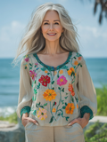 Vacation seaside elegant embroidery top 0b03