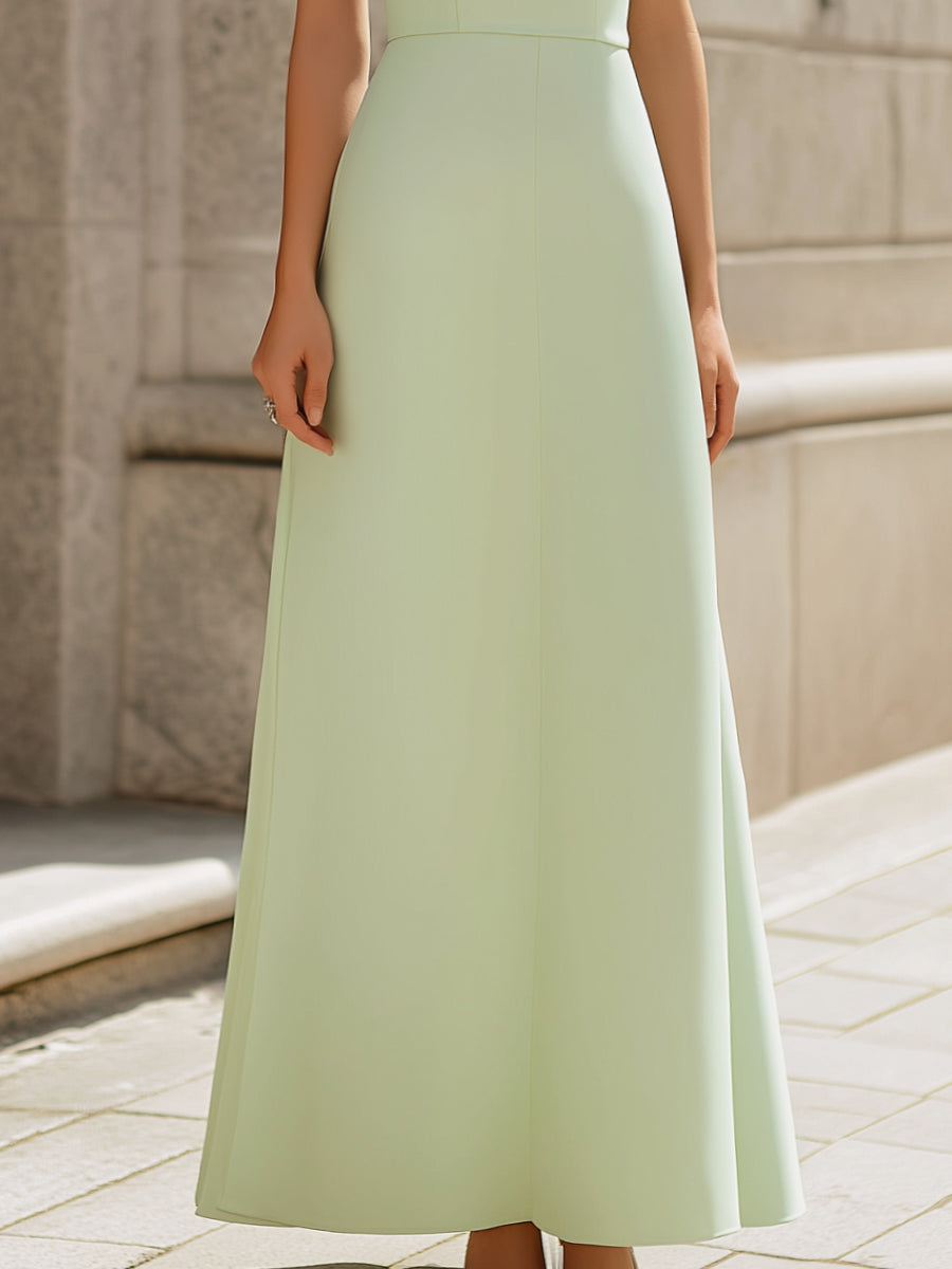 Sculpted Collar Sleeveless A-Line Maxi Dress