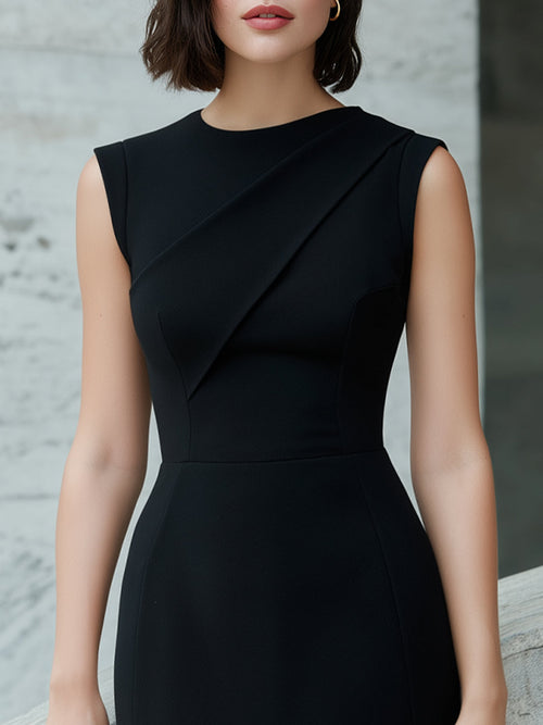 Asymmetric Draped Bodice Structured Mini Dress