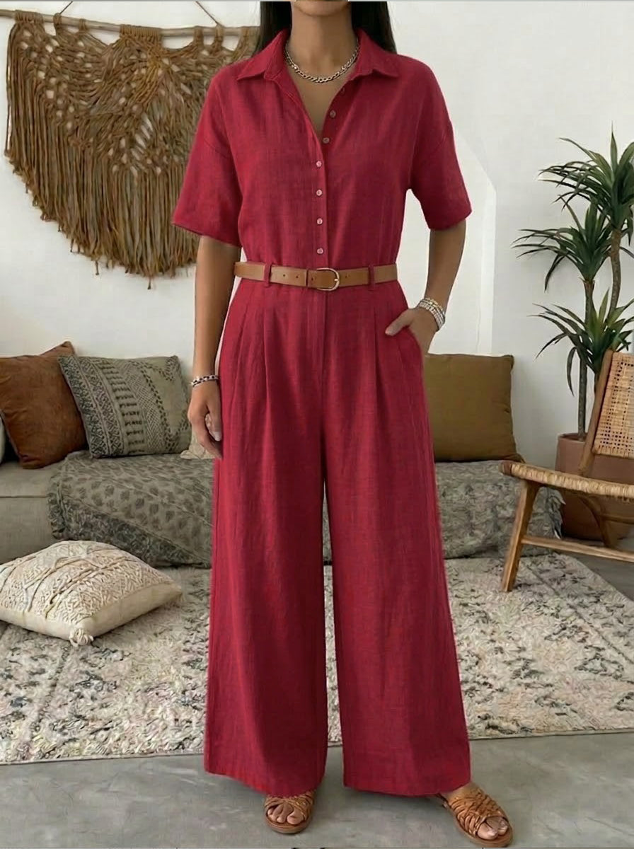 Casual Linen And Cotton Jumpsuits