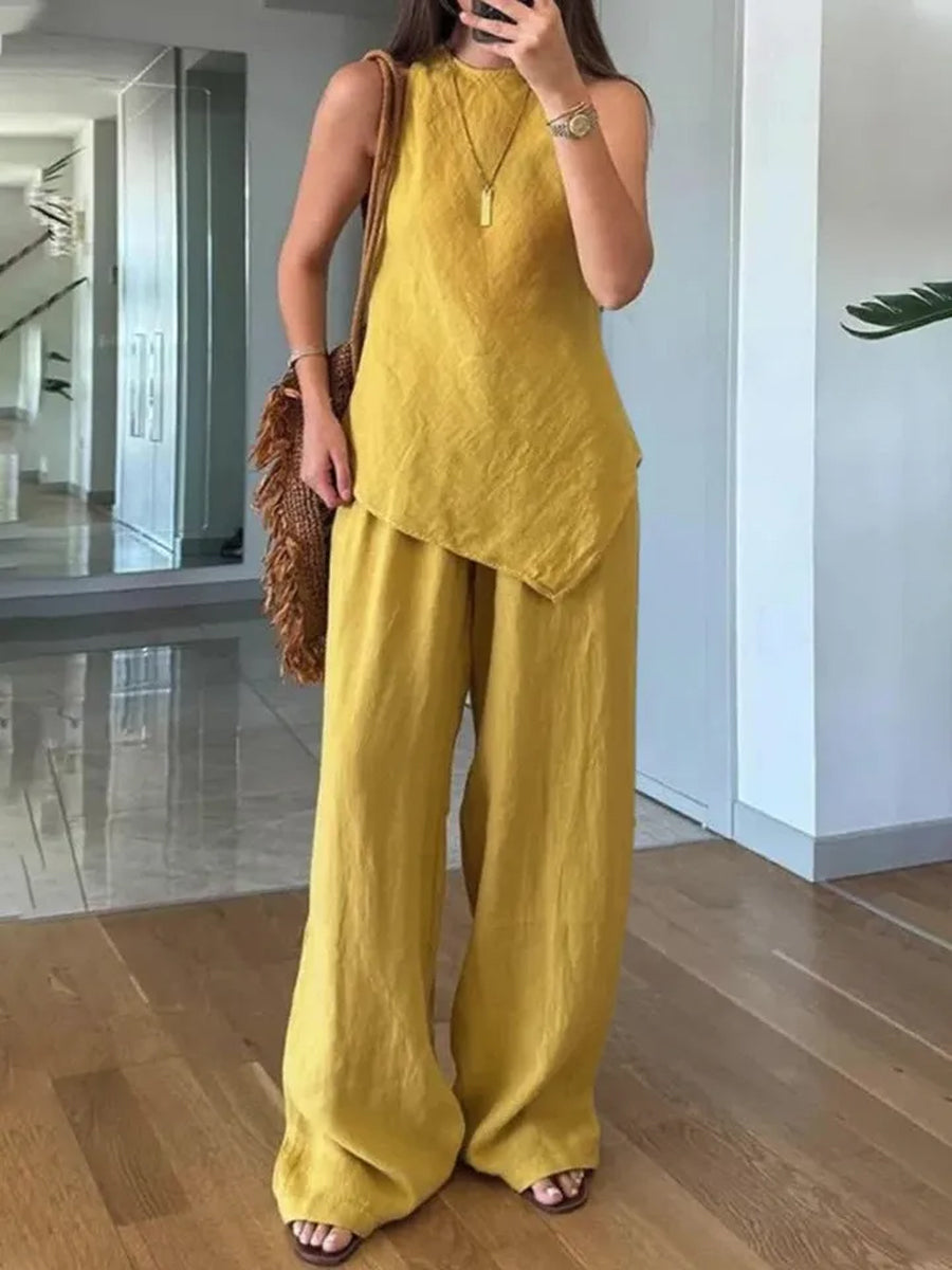Women's Casual Sleeveless Round Neck Set