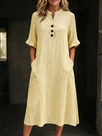 Minimalist & Cozy Solid-color Semi-mock Neck Dress