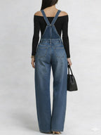 Women's Casual Loose Denim Overalls Wide-leg Jumpsuit