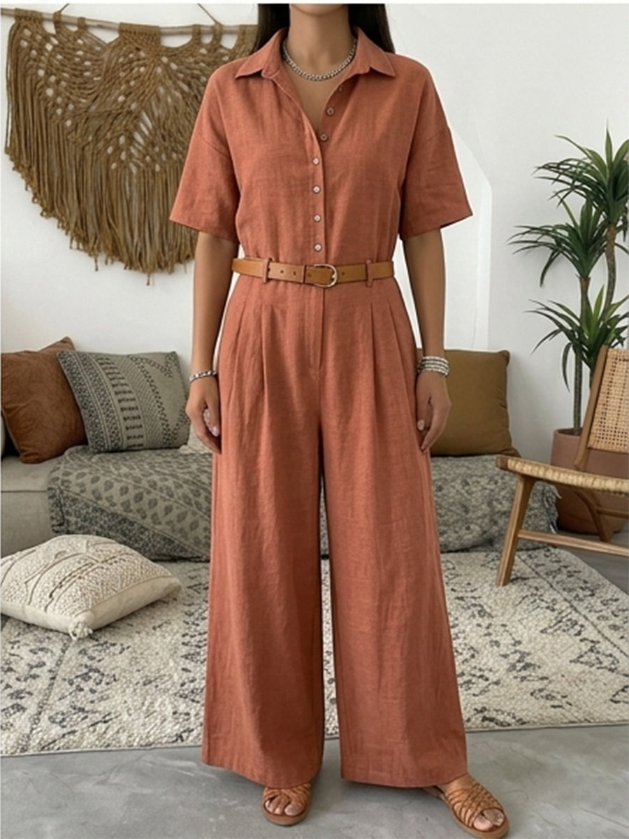 Casual Linen And Cotton Jumpsuits