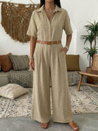 Casual Linen And Cotton Jumpsuits