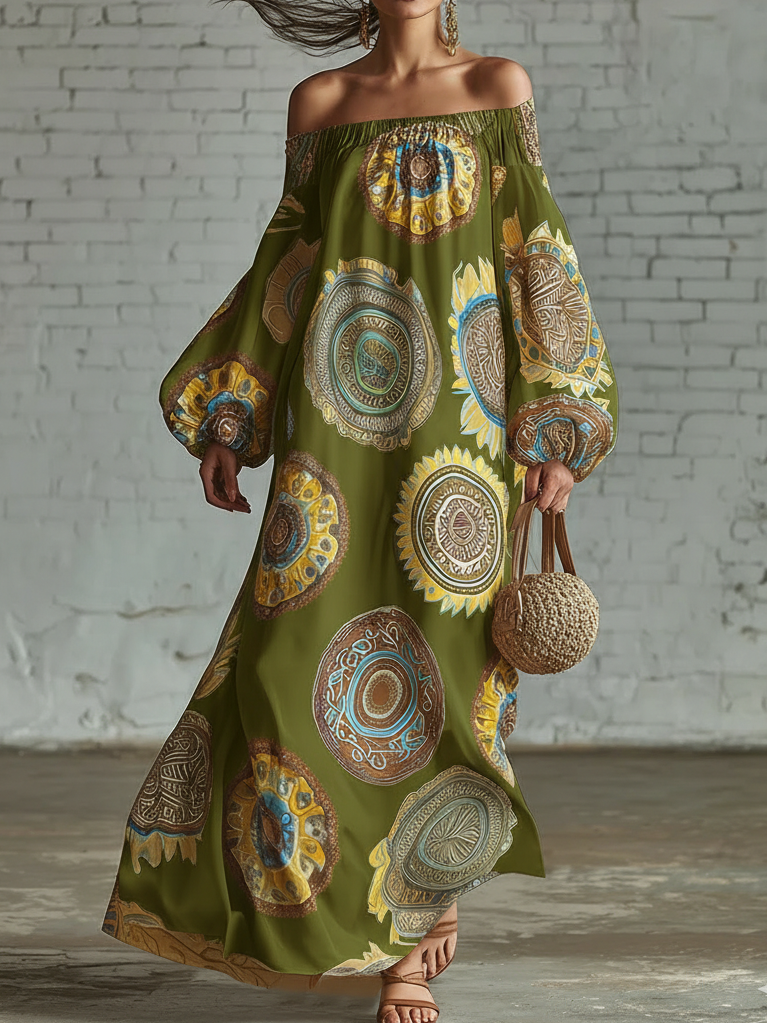 Retro Polka Dot Print Multi-layered Hem Maxi Dress