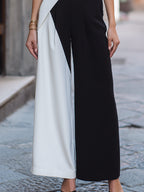Asymmetric One-Shoulder Colorblock Tailored Jumpsuit
