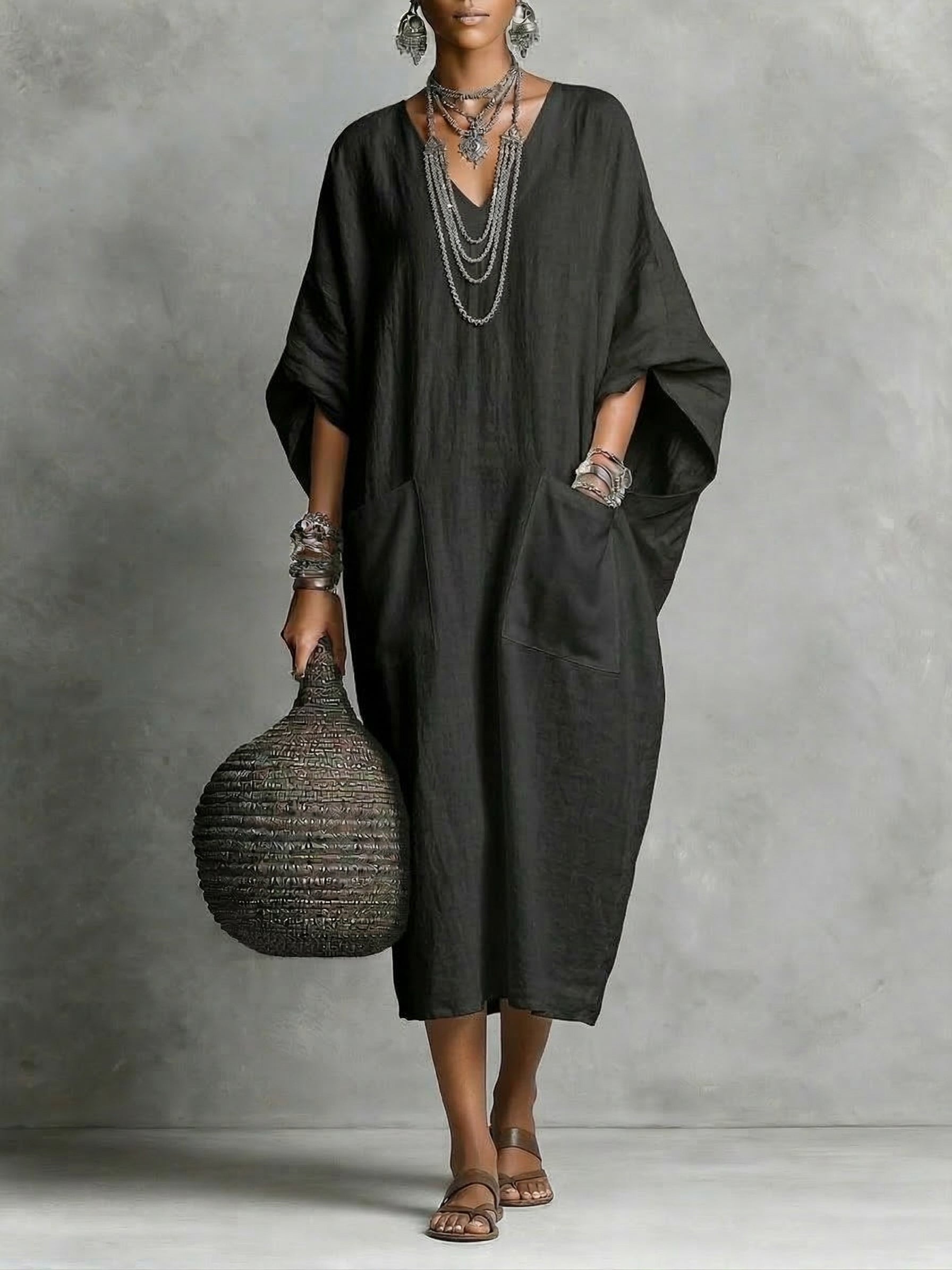 Casual cotton and linen dress