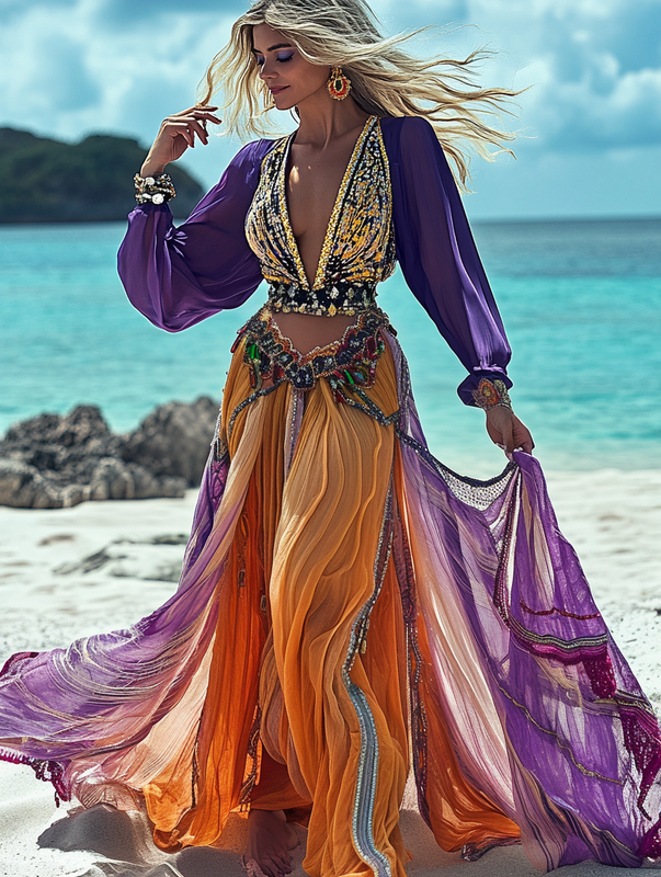 Summer vacation fashion elegant contrast color top+skirt set dbdc