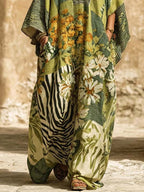 Women's Retro Floral Art Casual Stylish Vacation Maxi Cotton Linen Dress