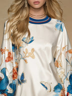 Vintage-style Court-inspired Floral Print Satin Mini Dress