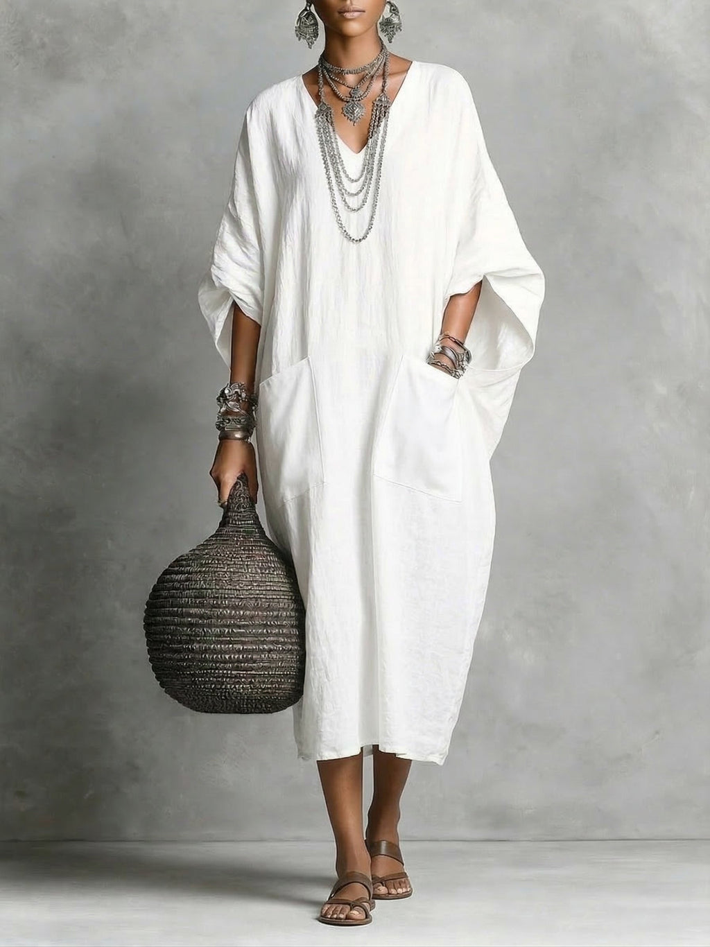 Casual cotton and linen dress