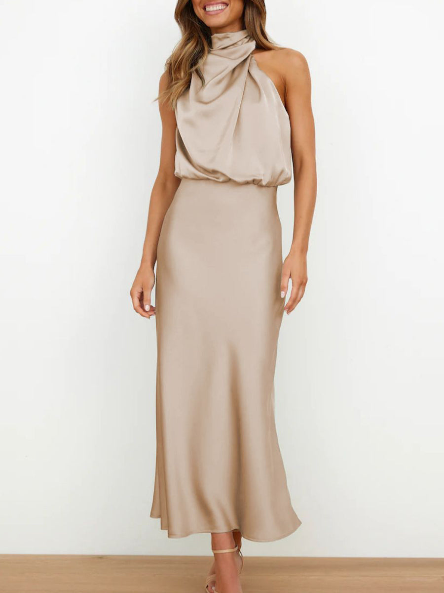Elegant Sleeveless Satin Evening Gown