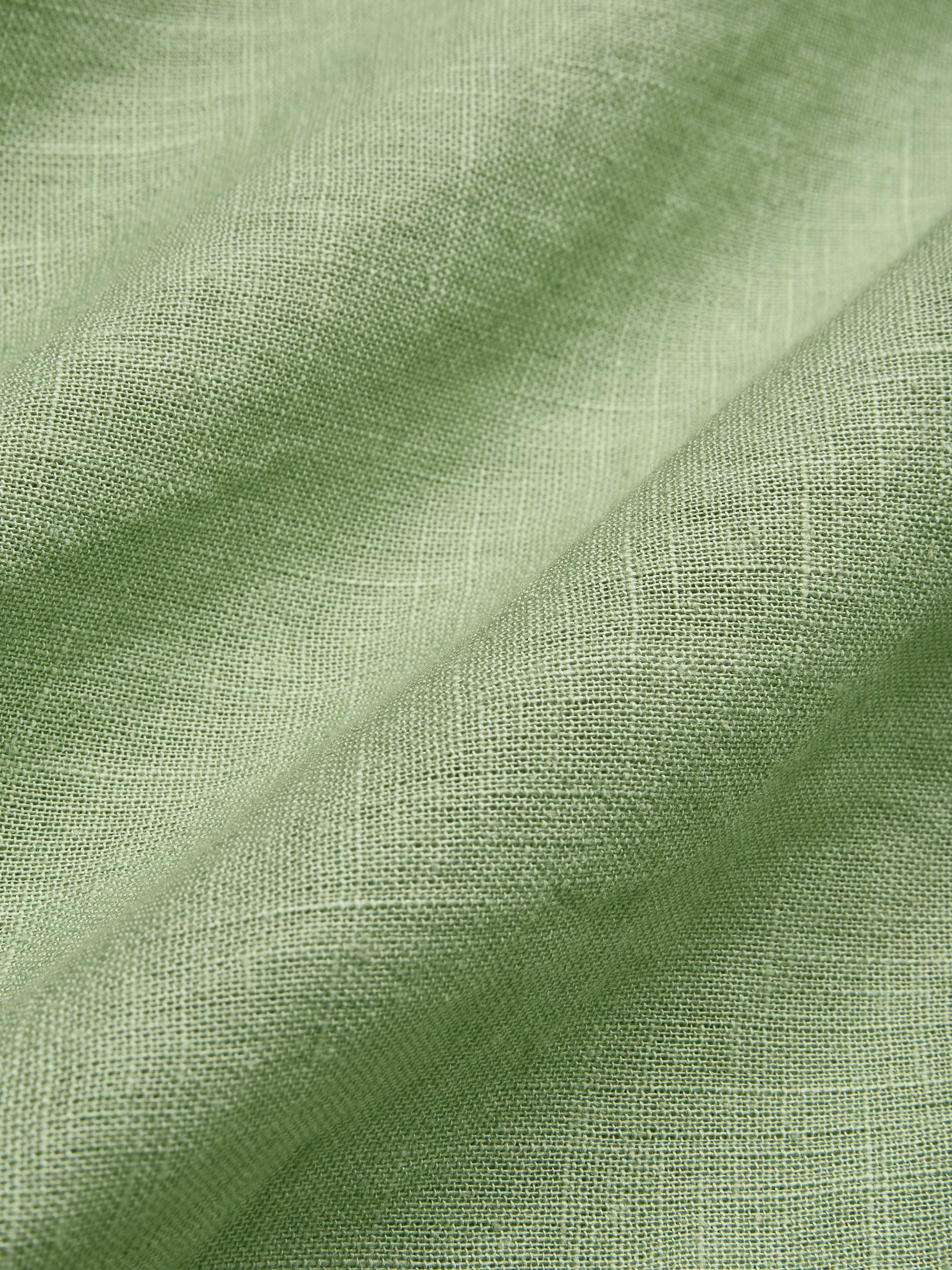 Linen Maxi Dress, Shawl Collar, Shawl Collar, Long Sleeve, Tea Party, Linen Blend, Floral, Green