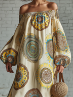 Retro Polka Dot Print Multi-layered Hem Maxi Dress