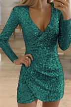 Fashion Casual Sequin Party Wrap Dress
