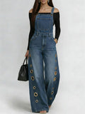 Women's Casual Loose Denim Overalls Wide-leg Jumpsuit