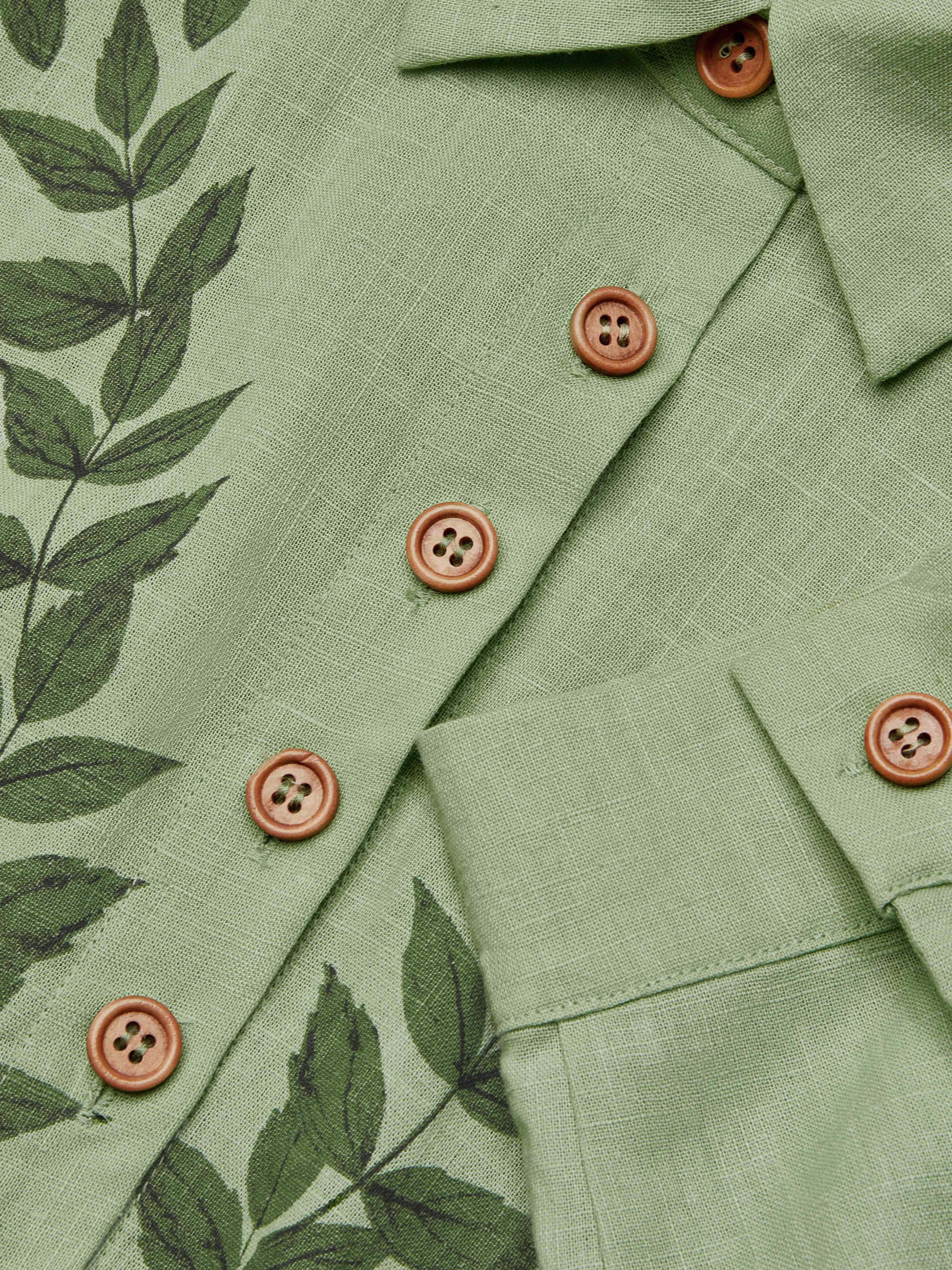 Linen Maxi Dress, Shawl Collar, Shawl Collar, Long Sleeve, Tea Party, Linen Blend, Floral, Green