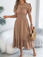 Women's Casual Ruffled Short-sleeved Maxi Dress