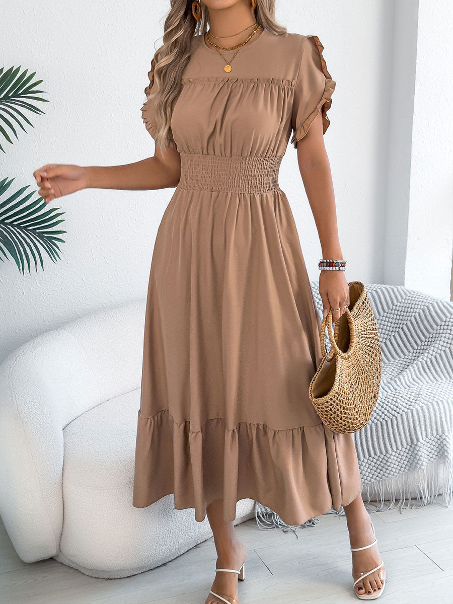 Women's Casual Ruffled Short-sleeved Maxi Dress