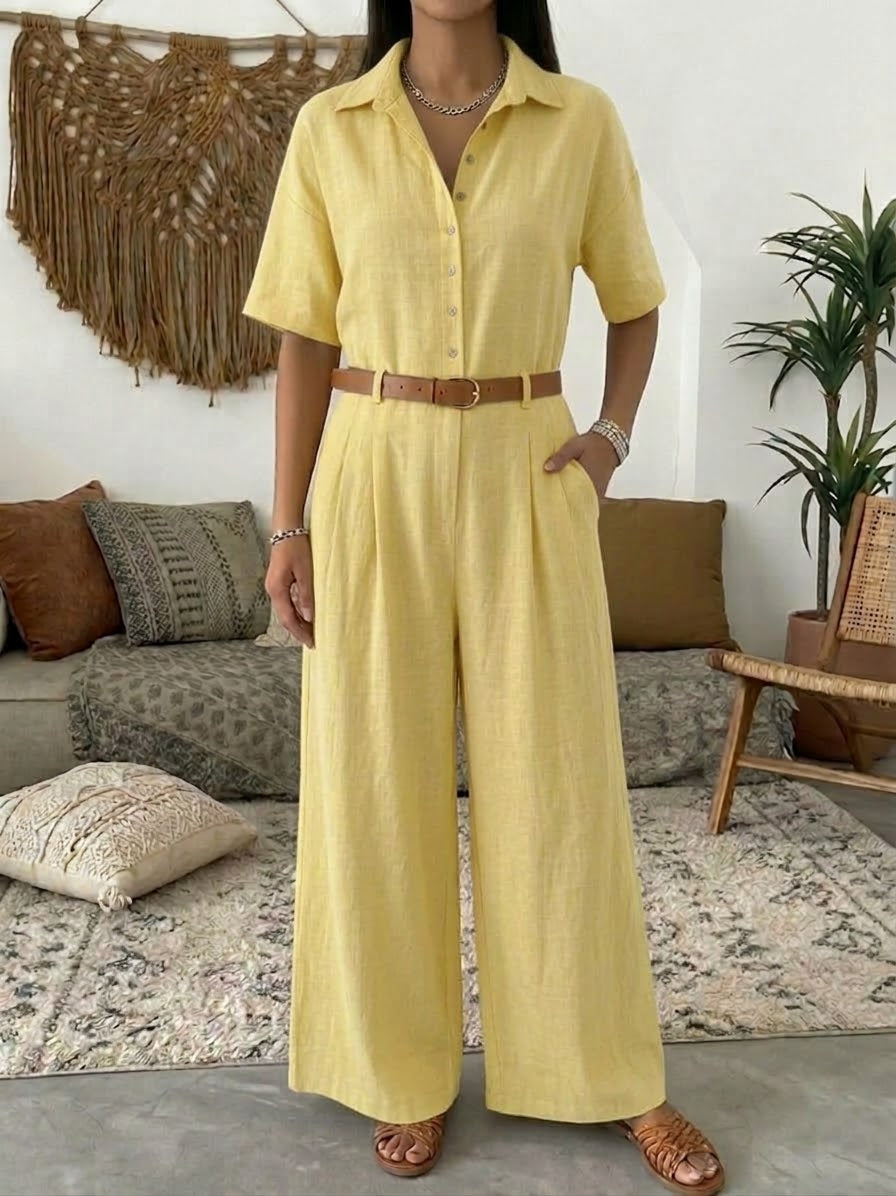 Casual Linen And Cotton Jumpsuits