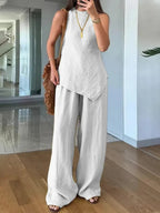 Women's Casual Sleeveless Round Neck Set