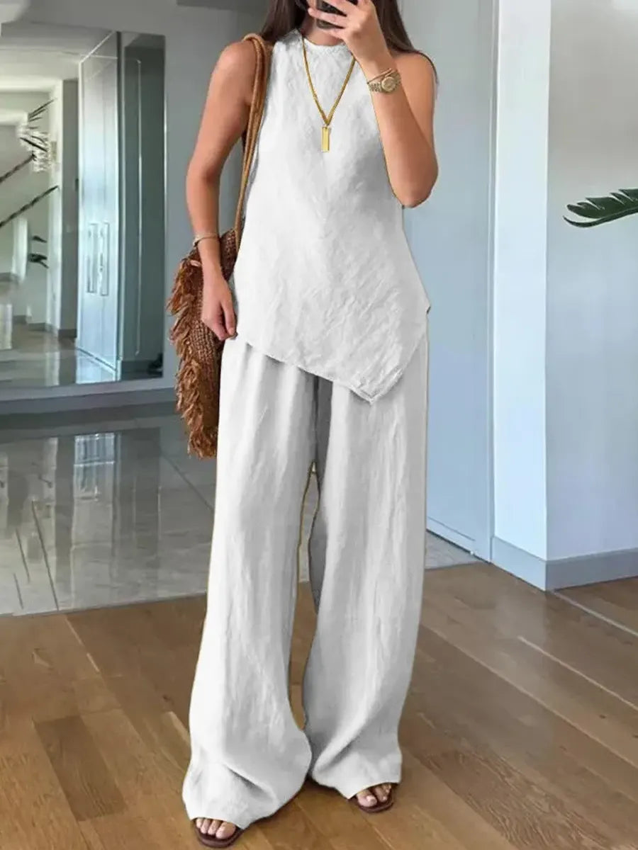 Women's Casual Sleeveless Round Neck Set